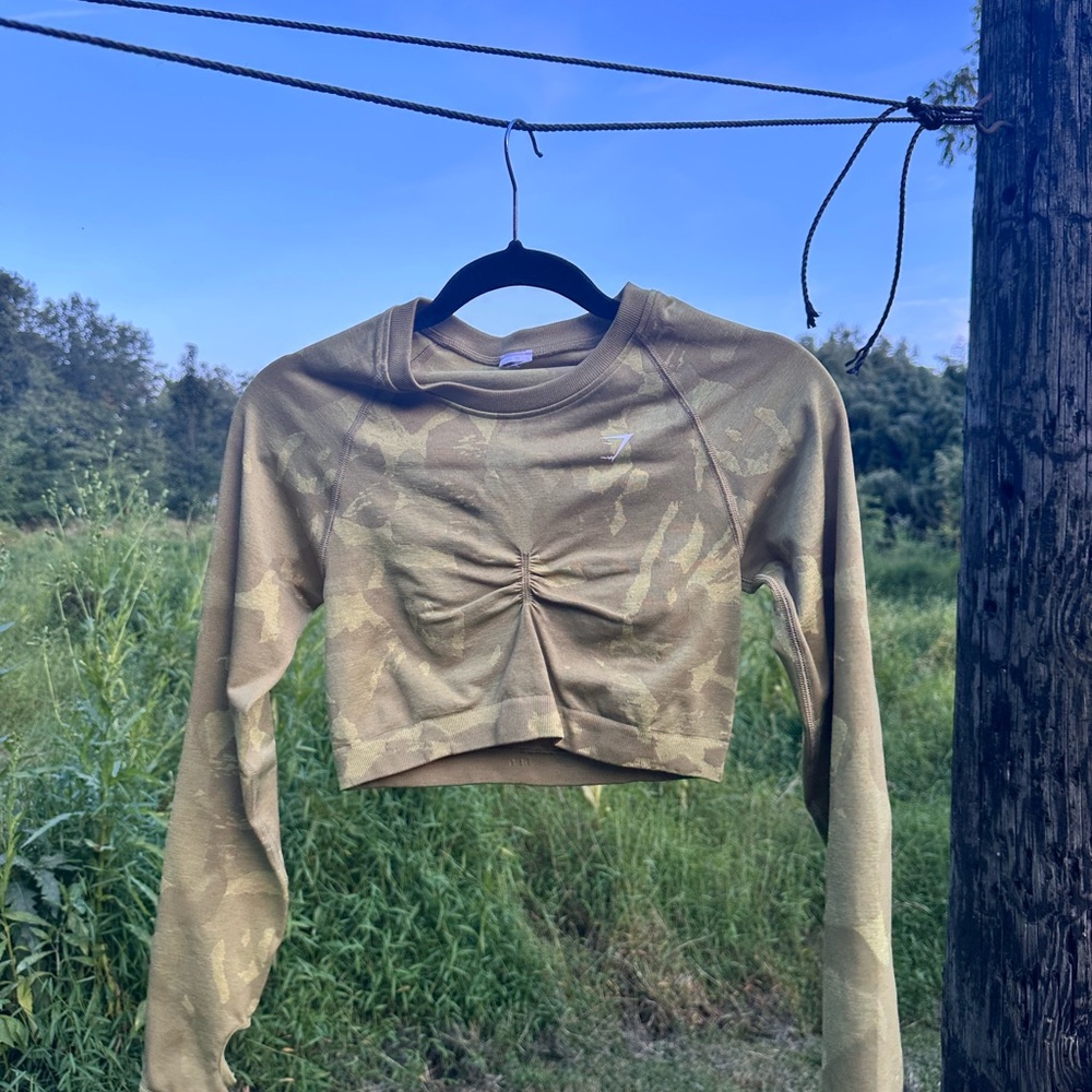 Gymshark Olive Long Sleeve Crop Top